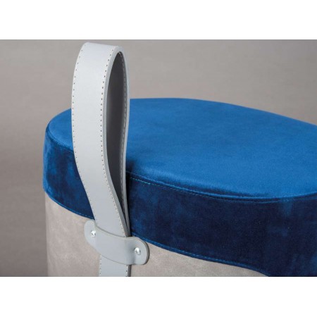 Pouff Secchiello con Maniglia Sgabello da Seduta e Poggiapiedi Blu