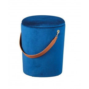 Pouff Contenitore Blu Tondo Puff Portaoggetti Sgabello con Maniglia
