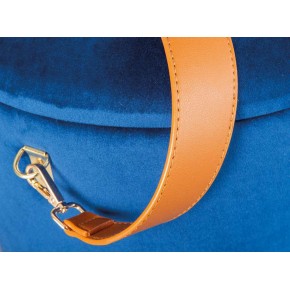 Pouff Contenitore Blu Tondo Puff Portaoggetti Sgabello con Maniglia 2