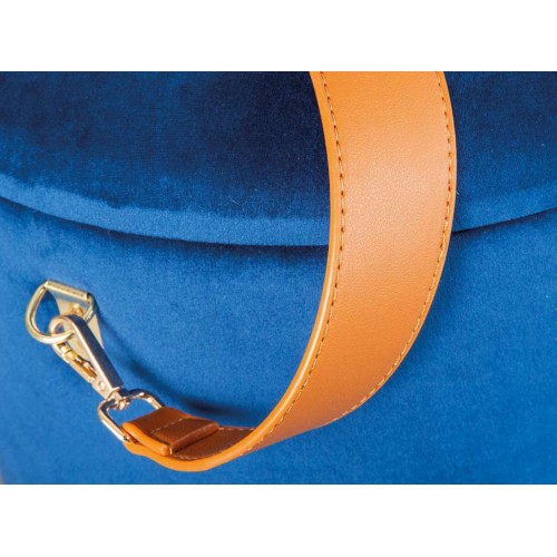 Pouff Contenitore Blu Tondo Puff Portaoggetti Sgabello con Maniglia