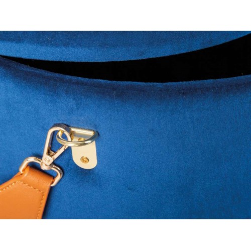 Pouff Contenitore Blu Tondo Puff Portaoggetti Sgabello con Maniglia