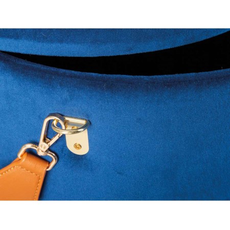 Pouff Contenitore Blu Tondo Puff Portaoggetti Sgabello con Maniglia