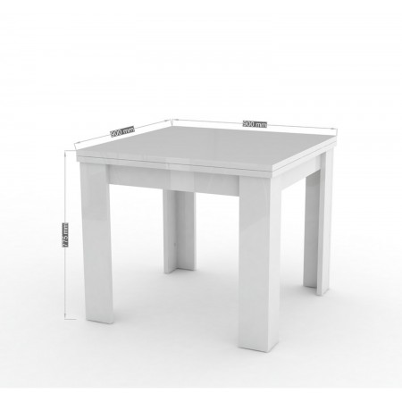 Tavolo da Pranzo Apribile a Libro Allungabile da 90 a 180 Bianco Lucido