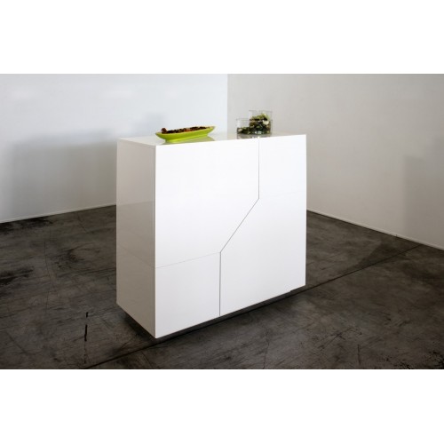 Credenza con 2 Ante Mobile in Legno Bianco Lucido 80 cm da Ingresso