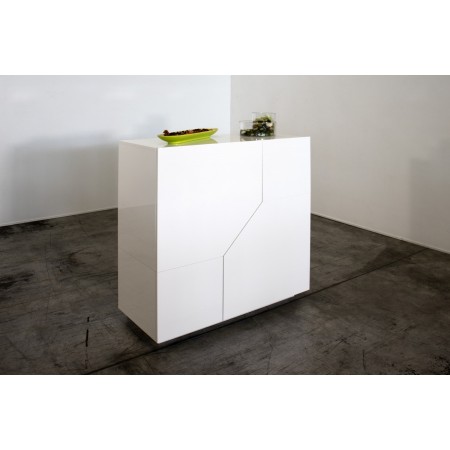 Credenza con 2 Ante Mobile in Legno Bianco Lucido 80 cm da Ingresso