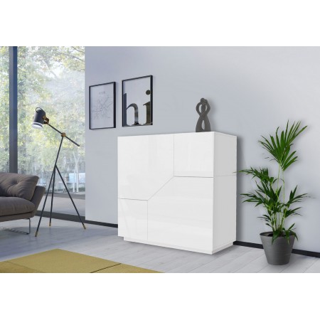 Credenza con 2 Ante Mobile in Legno Bianco Lucido 80 cm da Ingresso