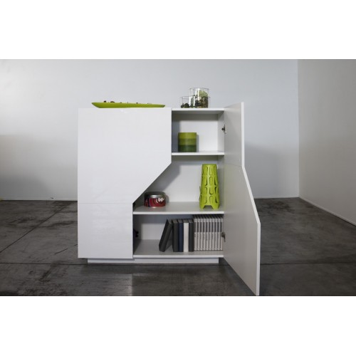 Credenza con 2 Ante Mobile in Legno Bianco Lucido 80 cm da Ingresso