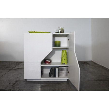 Credenza con 2 Ante Mobile in Legno Bianco Lucido 80 cm da Ingresso