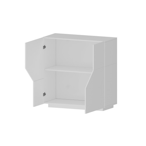 Credenza con 2 Ante Mobile in Legno Bianco Lucido 80 cm da Ingresso