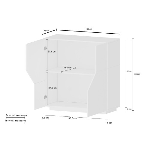 Credenza con 2 Ante Mobile in Legno Bianco Lucido 80 cm da Ingresso