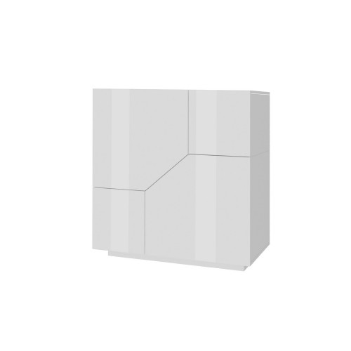 Credenza con 2 Ante Mobile in Legno Bianco Lucido 80 cm da Ingresso
