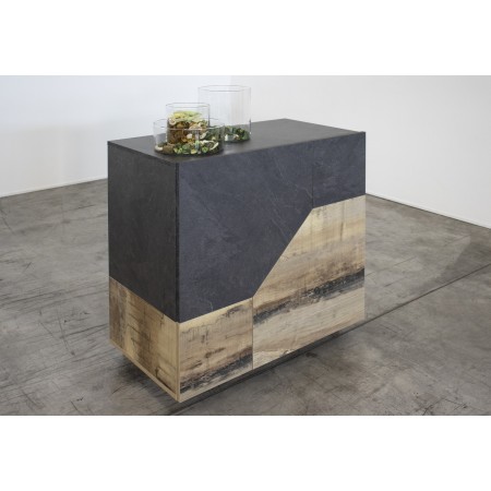 Madia in Legno Grigio e Acero Mobile 100 cm con 2 Ante da Ingresso