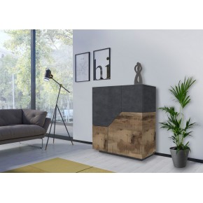 Madia in Legno Grigio e Acero Mobile 100 cm con 2 Ante da Ingresso 2