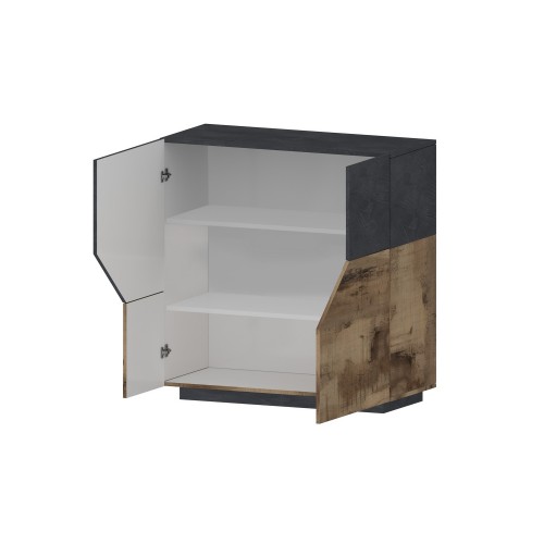 Madia in Legno Grigio e Acero Mobile 100 cm con 2 Ante da Ingresso