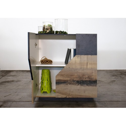 Madia in Legno Grigio e Acero Mobile 100 cm con 2 Ante da Ingresso