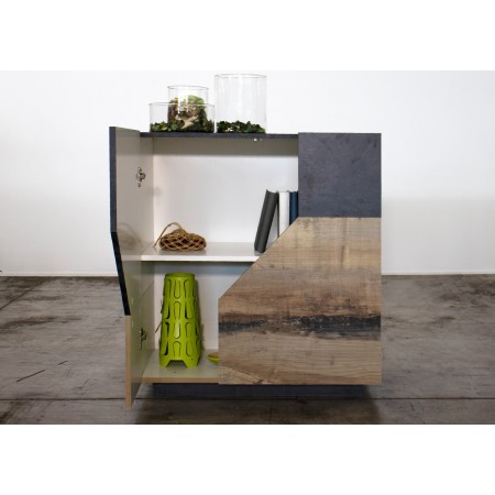Madia in Legno Grigio e Acero Mobile 100 cm con 2 Ante da Ingresso