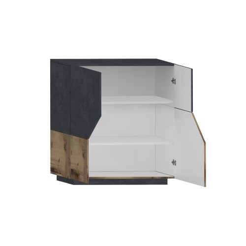Madia in Legno Grigio e Acero Mobile 100 cm con 2 Ante da Ingresso