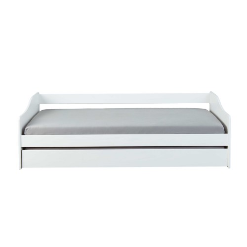 Letto Singolo Bianco Salvaspazio Mobile con Cassettone Estraibile 90x200
