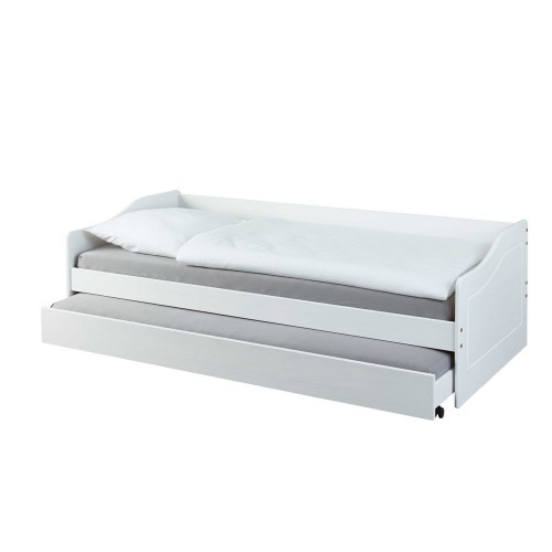 Letto Singolo Bianco Salvaspazio Mobile con Cassettone Estraibile 90x200