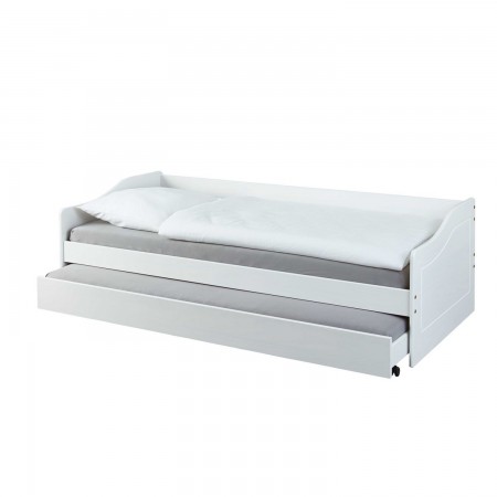 Letto Singolo Bianco Salvaspazio Mobile con Cassettone Estraibile 90x200