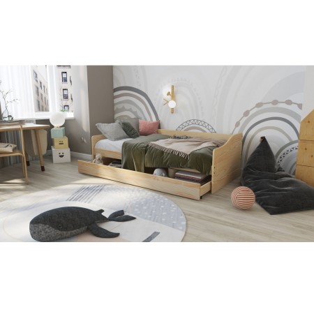 Letto Singolo in Legno Salvaspazio con Cassettone Estraibile 90x200