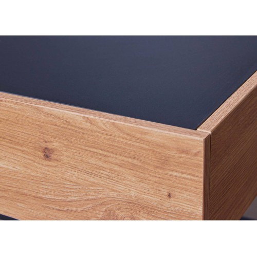 Tavolo Basso da Caffe Tavolino in Legno Quercia e Nero per Salone Moderno