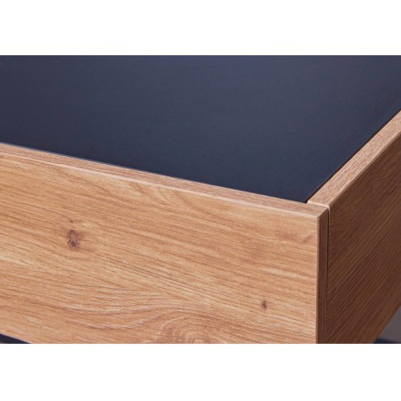 Tavolo Basso da Caffe Tavolino in Legno Quercia e Nero per Salone Moderno
