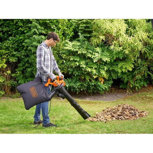 Soffiatore Black & Decker 2600W con Aspiratore e Trituratore per Giardino