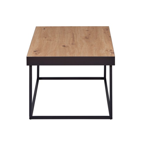 Tavolino Basso da Caffe Tavolo con in Legno MDF Struttura Metallo Nero