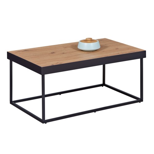 Tavolino Basso da Caffe Tavolo con in Legno MDF Struttura Metallo Nero