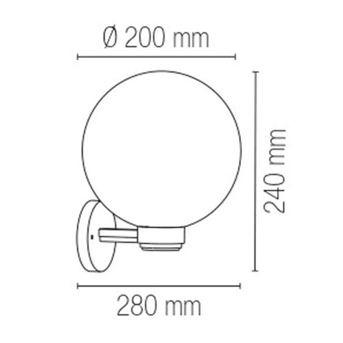 Applique in Plastica a Parete Punto Luce Sfera 20 cm da Esterno Bianco