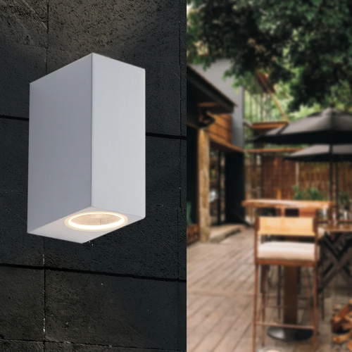 Applique in Alluminio 2 Punti Luce Faretto Bianco a Parete da Esterno