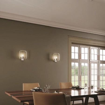 Lampada da Parete Intec Luce per Interno Applique Bianca Lampadina E27