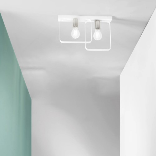 Plafoniera a Soffitto Bianca Intec Lampadina E27 Lampada a 2 Punti Luce