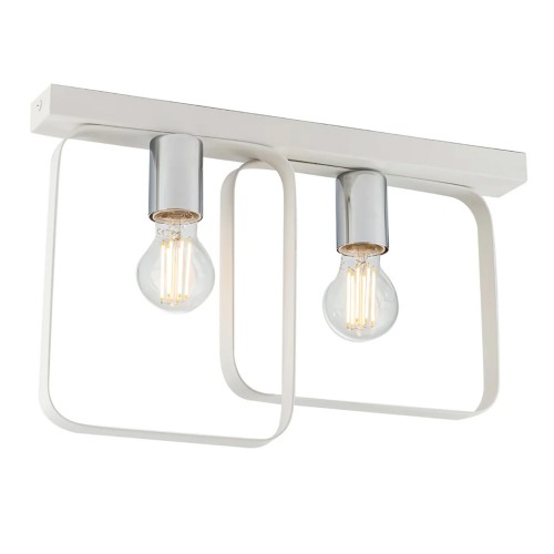 Plafoniera a Soffitto Bianca Intec Lampadina E27 Lampada a 2 Punti Luce