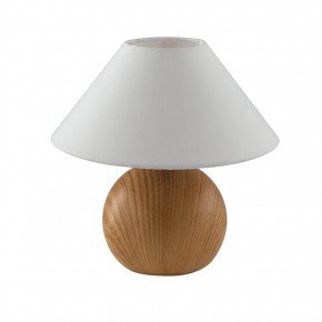 Lampada da Tavolo in Pino con Paralume in Tessuto Bianco Lampadina E14