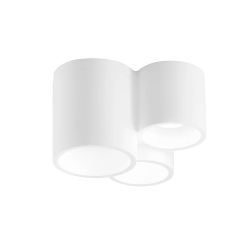 Plafoniera in Gesso Verniciabile 3 Punti Luce da Soffitto Faretto Bianco