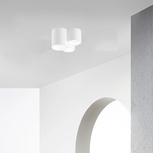 Plafoniera in Gesso Verniciabile 3 Punti Luce da Soffitto Faretto Bianco