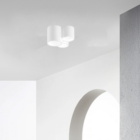 Plafoniera in Gesso Verniciabile 3 Punti Luce da Soffitto Faretto Bianco