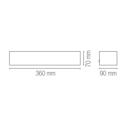 Applique Rettangolare Luce da Parete Intec Lampada a Muro Verniciabile