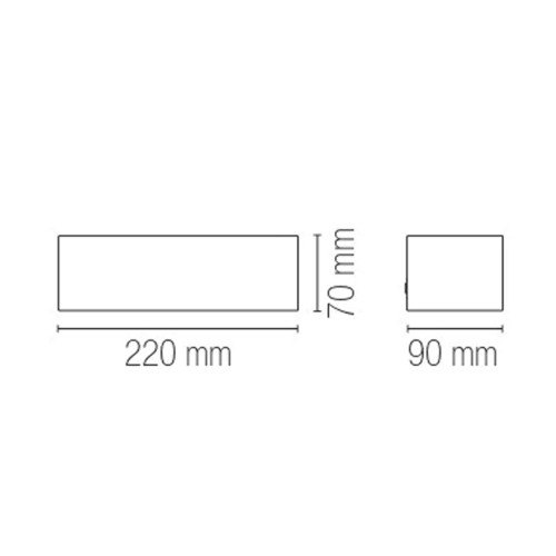 Applique Rettangolare Luce da Parete Intec Lampada a Muro Verniciabile
