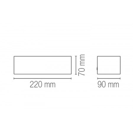 Applique Rettangolare Luce da Parete Intec Lampada a Muro Verniciabile