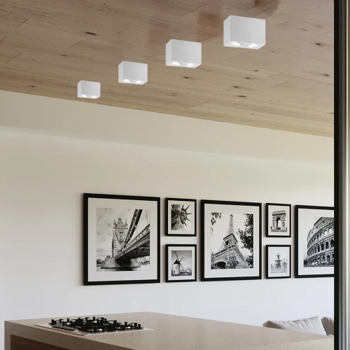 Lampada in Alluminio Intec da Soffitto 2 Punti Luce Orientabili Bianco