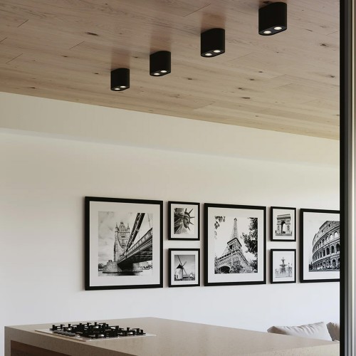 Plafoniera Rotonda Nera Lampada Intec a Soffitto Faretti Orientabili