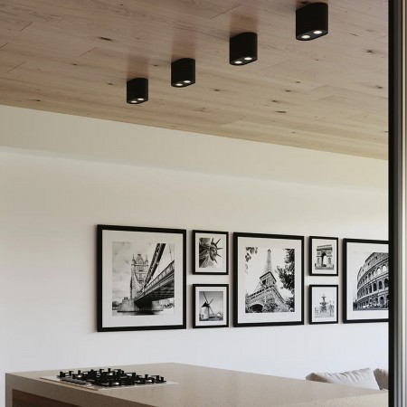 Plafoniera Rotonda Nera Lampada Intec a Soffitto Faretti Orientabili