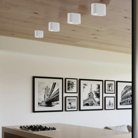 Lampada Intec a Soffitto Faretti Orientabili Plafoniera Rotonda Bianca