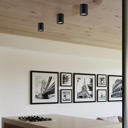 Lampada Rotonda in Alluminio Nero Opaco Faretto da Soffitto Punto Luce