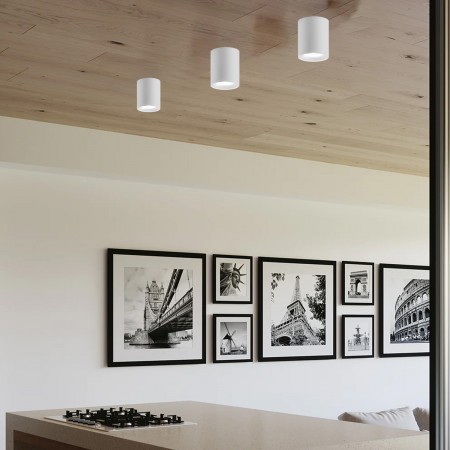 Faretto da Soffitto Punto Luce Bianco Opaco Lampada Rotonda in Alluminio