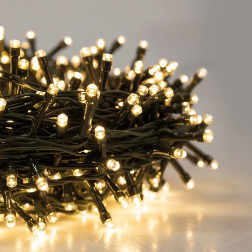 Lucine di Natale 8 mt Decorazione con Luce Bianco Caldo con 180 Led