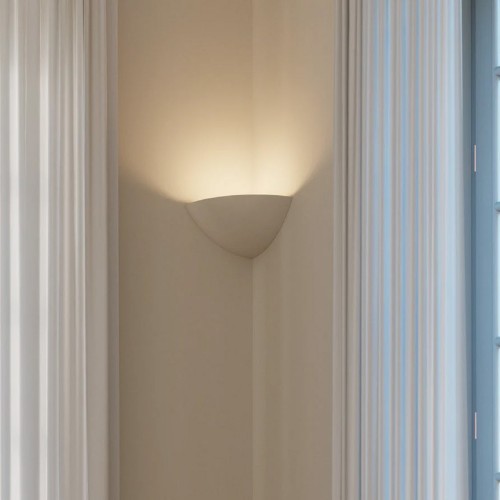 Applique Angolare in Gesso Bianco Verniciabile Luce da Parete Intec